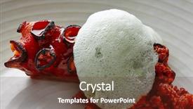  Presentation with chorizo - Theme consisting of molecular nutrition - grilled octopus with parsley air background and a  colored foreground