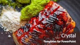  Presentation with green smoke color - Slide deck featuring molecular nutrition - grilled smoked eel with green background and a  colored foreground