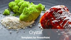  Presentation with green apple - Beautiful presentation featuring molecular nutrition - grilled smoked eel with green backdrop and a  colored foreground