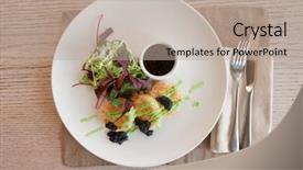  Presentation with molecular - PPT layouts enhanced with molecular nutrition - seafood patties with artificial caviar background and a  colored foreground