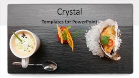  Presentation with white plate - Audience pleasing slides consisting of molecular nutrition - set of modern style snacks backdrop and a light gray colored foreground