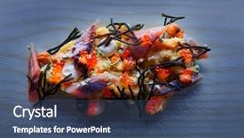  Presentation with sardines - Amazing theme having molecular nutrition - smoked sardines salad with creamy backdrop and a  colored foreground