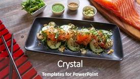  Presentation with algae - PPT theme having molecular nutrition - wakame algae salad with salmon background and a  colored foreground