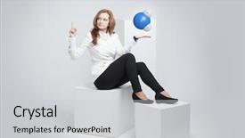  Presentation with water woman swimming underwater - Amazing PPT layouts having molecular oxygen - young woman scientist with model backdrop and a light gray colored foreground