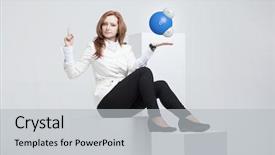  Presentation with water woman swimming underwater - PPT theme having molecular oxygen - young woman scientist with model background and a light gray colored foreground