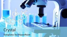  Presentation with test tubes - Beautiful presentation theme featuring molecular structure - microscope and test-tubes close-up backdrop and a arctic colored foreground