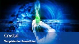  Presentation with test - Slide deck having molecules structures - close up image of human background and a ocean colored foreground