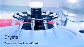  Presentation with centrifuge in chemistry - Beautiful PPT layouts featuring molecules structures - small plastic tube in centrifuge backdrop and a  colored foreground