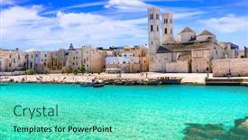  Presentation with coastal - Colorful PPT layouts enhanced with molfetta - coastal town in puglia with beautiful sea and beaches italy backdrop and a cyan colored foreground