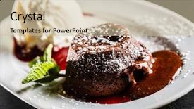  Presentation with molten - Amazing presentation having molten - chocolate cake with ice cream backdrop and a soft green colored foreground