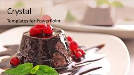  Presentation with molten - Audience pleasing PPT theme consisting of molten - chocolate fondant cake with fresh backdrop and a soft green colored foreground