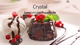  Presentation with currant - Audience pleasing PPT layouts consisting of molten - chocolate fondant cake with red backdrop and a lemonade colored foreground