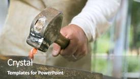  Presentation with molten - Slide deck consisting of molten steel - blacksmith working metal with hammer background and a tawny brown colored foreground