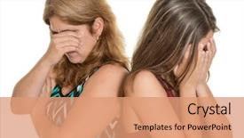  Presentation with family problems - PPT layouts featuring weeping mom - family problems teenager conflict background and a coral colored foreground