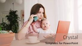  Presentation with working mother - Slide deck enhanced with mom-and-baby-a-young background and a coral colored foreground