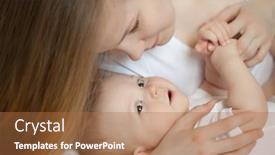  Presentation with maternity - Slide set featuring mom and baby mother with daughter or son tenderness and embrace happiness maternity home comfort and warmth background and a coral colored foreground