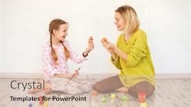  Presentation with decorate - Cool new theme with mom-and-child-decorate-easter backdrop and a lemonade colored foreground
