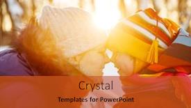  Presentation with baby walk - Slide set consisting of mom-and-child-in-winter background and a red colored foreground