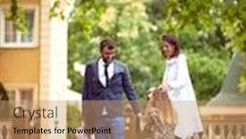  Presentation with mom daughter - Beautiful PPT theme featuring mom-and-dad-walking backdrop and a coral colored foreground