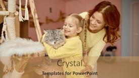  Presentation with domestic animal - Slide deck featuring mom-and-daughter-choosing background and a yellow colored foreground