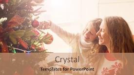  Presentation with decorate - Colorful theme enhanced with mom and daughter decorate the christmas tree happy family at home backdrop and a coral colored foreground