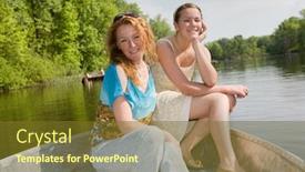  Presentation with mom daughter - Presentation design having mom-and-daughter-in-boat background and a tawny brown colored foreground