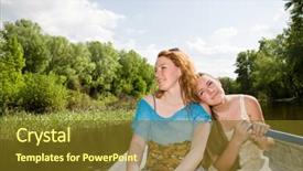  Presentation with mom daughter - Theme consisting of mom and daughter in boat background and a tawny brown colored foreground