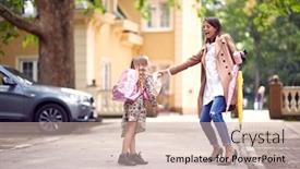  Presentation with mom daughter - Presentation theme featuring mom-and-daughter-playing background and a soft green colored foreground