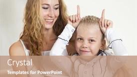  Presentation with mom daughter - Beautiful PPT theme featuring mom-and-daughter-reading backdrop and a coral colored foreground