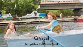  Presentation with mom daughter - Amazing slides having mom and daughter relax in boat backdrop and a light blue colored foreground
