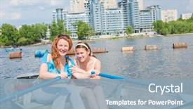  Presentation with mom daughter - Beautiful slide set featuring mom and daughter relax in boat backdrop and a light blue colored foreground