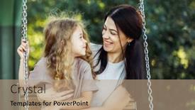  Presentation with mom daughter - Slide deck with mom-and-daughter-swing background and a coral colored foreground