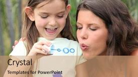  Presentation with making soap - Theme having mom and girl making soap bubbles background and a coral colored foreground