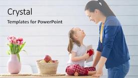  Presentation with happy mothers day - Slide set enhanced with mom and giving her card background and a sky blue colored foreground