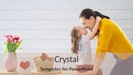  Presentation with happy mothers day - Presentation with mom and giving her card background and a coral colored foreground