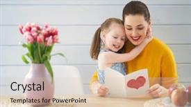  Presentation with happy mothers day - PPT theme having mom and giving her card background and a lemonade colored foreground