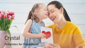  Presentation with happy mothers day - PPT theme enhanced with mom and giving her card background and a coral colored foreground