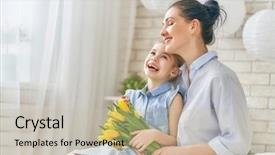  Presentation with mom daughter - Beautiful slide set featuring mom and giving her flowers backdrop and a soft green colored foreground