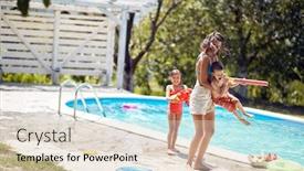  Presentation with swimming pool - Presentation theme consisting of mom-and-happy-childrenhave-fun background and a lemonade colored foreground