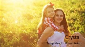  Presentation with mom - PPT layouts enhanced with mom and her 6 years old child playing in spring field background and a red colored foreground