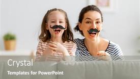  Presentation with mom daughter - Colorful PPT theme enhanced with mom-and-her-child-daughter backdrop and a gray colored foreground