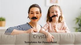  Presentation with mom daughter - Amazing slide set having mom-and-her-child-daughter backdrop and a coral colored foreground