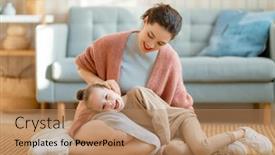  Presentation with mom daughter - PPT layouts consisting of mom-and-her-daughter-child background and a coral colored foreground