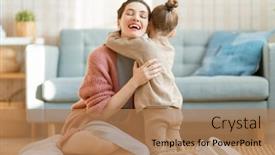  Presentation with mom daughter - Colorful presentation theme enhanced with mom-and-her-daughter-child backdrop and a coral colored foreground