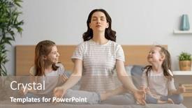  Presentation with togetherness - Slides with mom-and-her-daughters-children background and a coral colored foreground