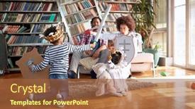  Presentation with mom daughter - Cool new PPT layouts with mom-and-her-son-playing backdrop and a red colored foreground