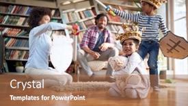  Presentation with yelling - Cool new slide deck with mom-and-her-son-yelling backdrop and a coral colored foreground