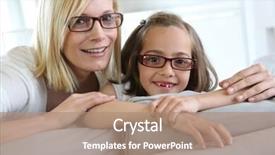  Presentation with mom - Slide deck consisting of mom and little girl sitting in sofa background and a coral colored foreground