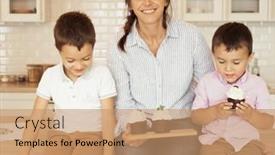  Presentation with family children - Slide deck featuring mom-and-two-little-boys background and a coral colored foreground