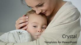  Presentation with breast feeding - PPT theme having mom breast feeding baby girl background and a light gray colored foreground